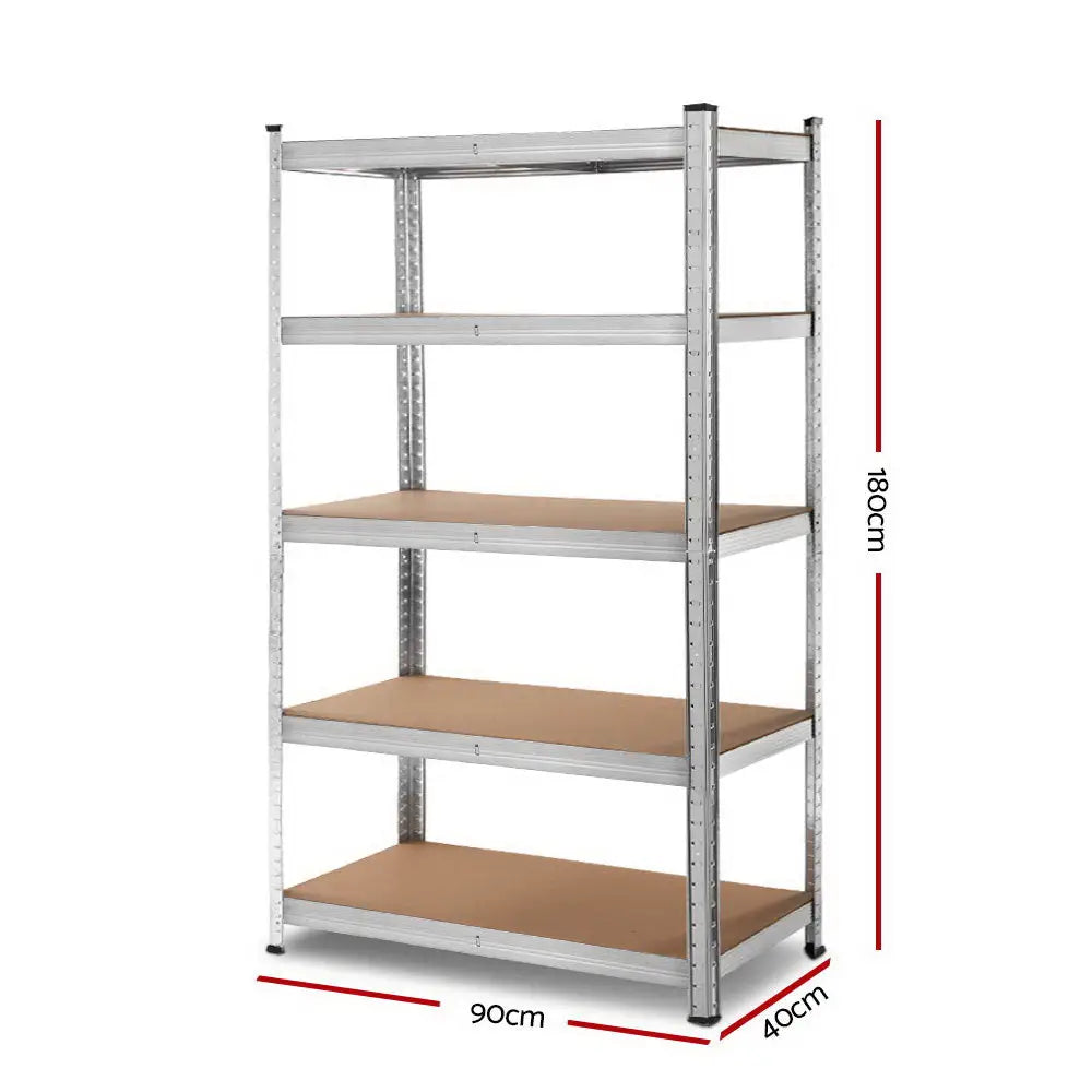 Giantz 1.8M Warehouse Racking Rack Shelving Garage Steel Metal Storage Shelves Silver - Home & Garden > Storage