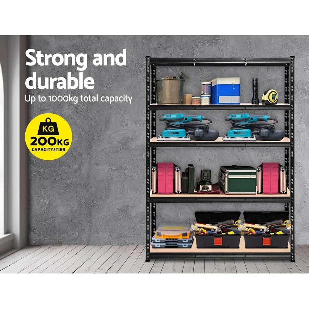 Giantz 1.8M Warehouse Racking Shelving Storage Shelf Garage Shelves Rack Steel Black - Home & Garden > Storage