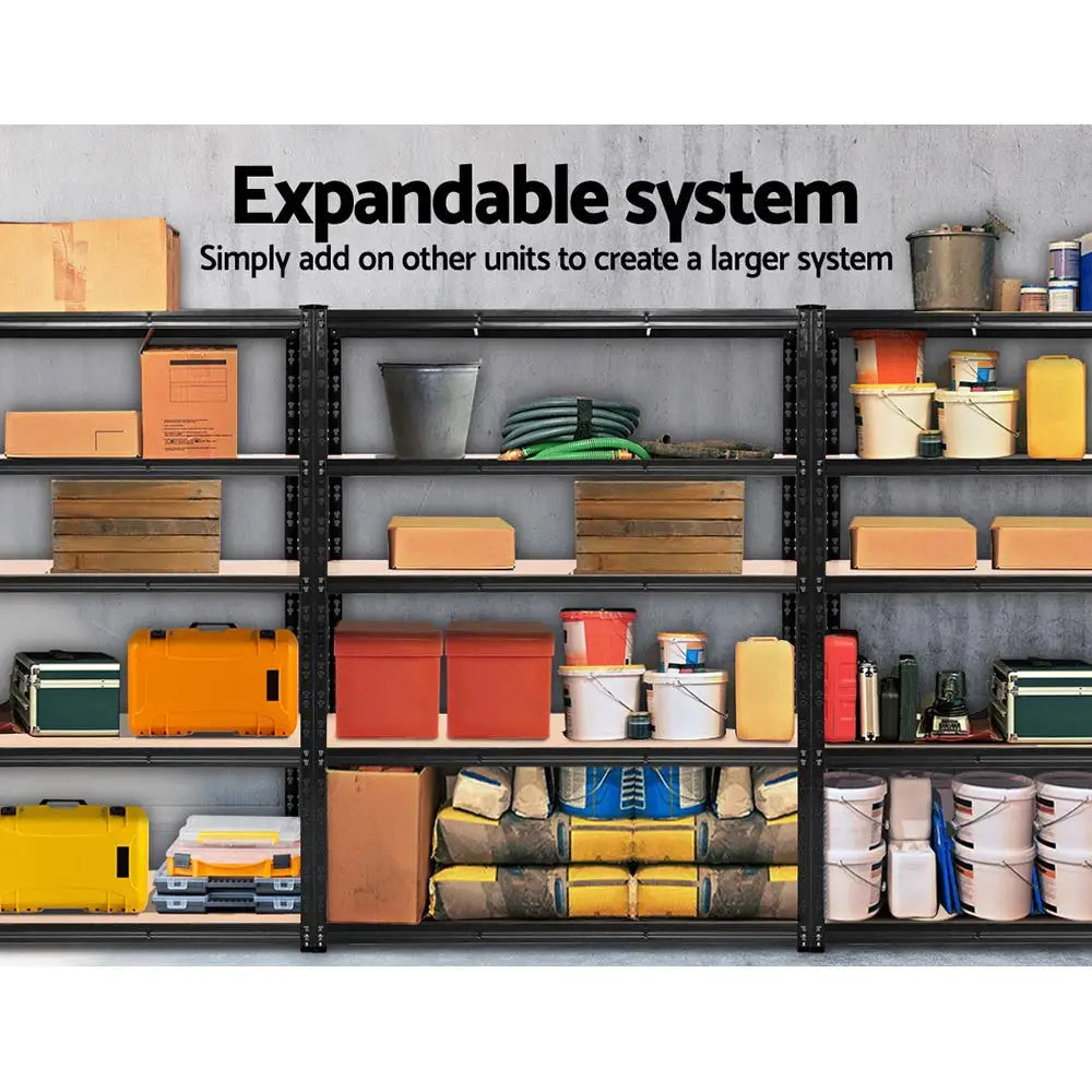 Giantz 1.8M Warehouse Racking Shelving Storage Shelf Garage Shelves Rack Steel Black - Home & Garden > Storage