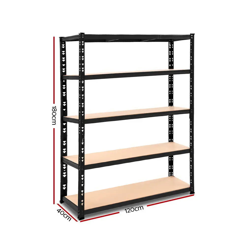 Giantz 1.8M Warehouse Racking Shelving Storage Shelf Garage Shelves Rack Steel Black - Home & Garden > Storage