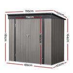 Giantz Garden Shed 1.95x1.31M Sheds Outdoor Storage Steel Workshop House Tool Double Door - Home & Garden > Storage