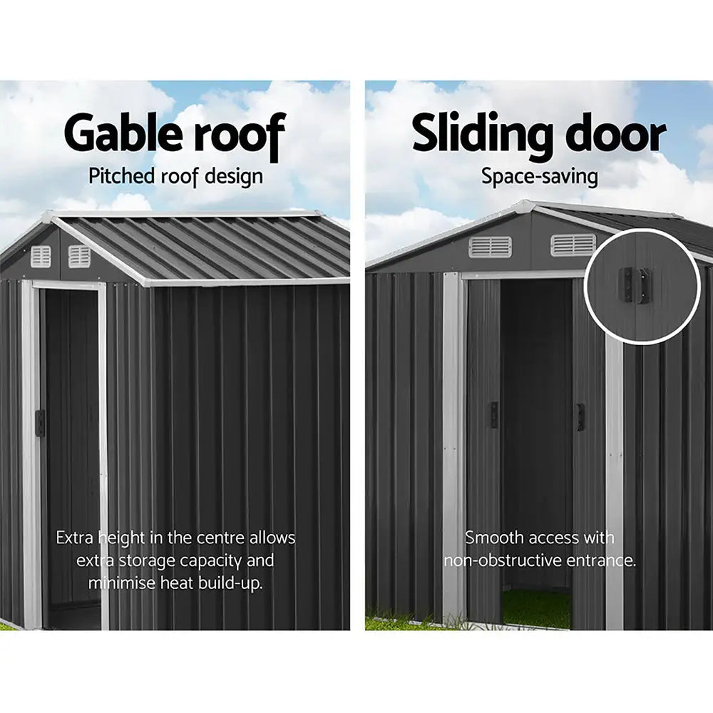 Giantz Garden Shed 1.96x1.32M Sheds Outdoor Storage Tool Workshop Metal Shelter Sliding Door - Home & Garden > Storage