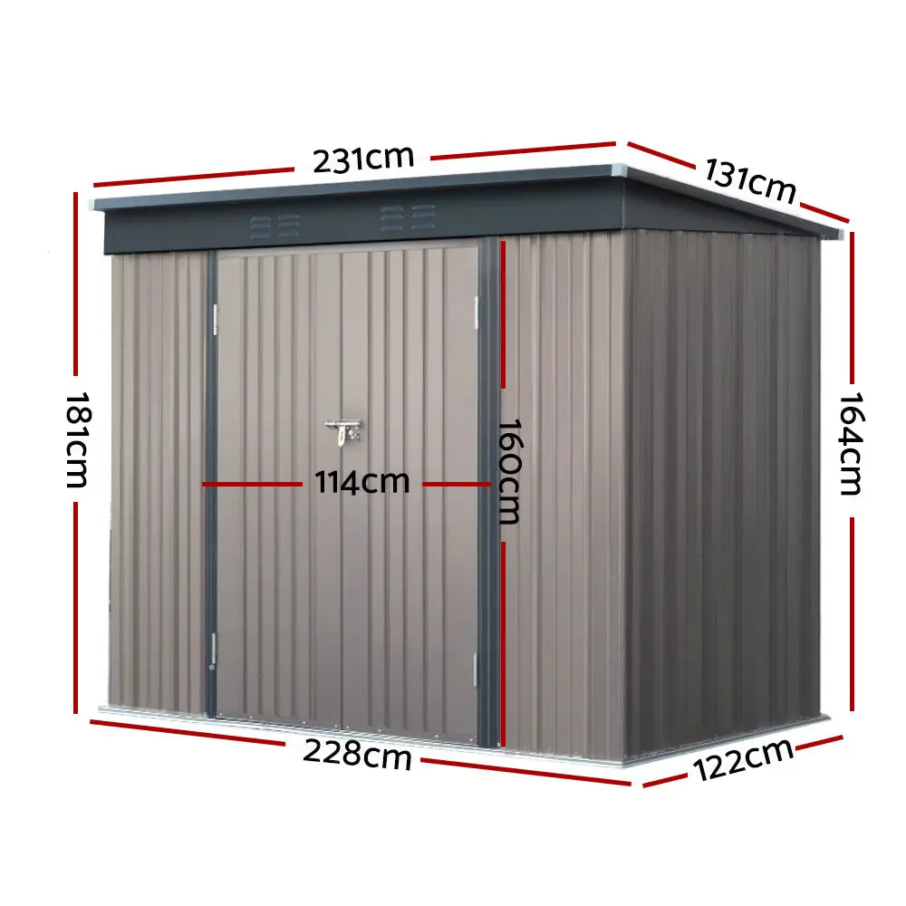 Giantz Garden Shed 2.31x1.31M Sheds Outdoor Storage Tool Metal Workshop Shelter Double Door - Home & Garden > Shading