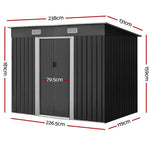 Giantz Garden Shed 2.38x1.31M Sheds Outdoor Storage Tool Metal Workshop Shelter Sliding Door - Home & Garden > Garden