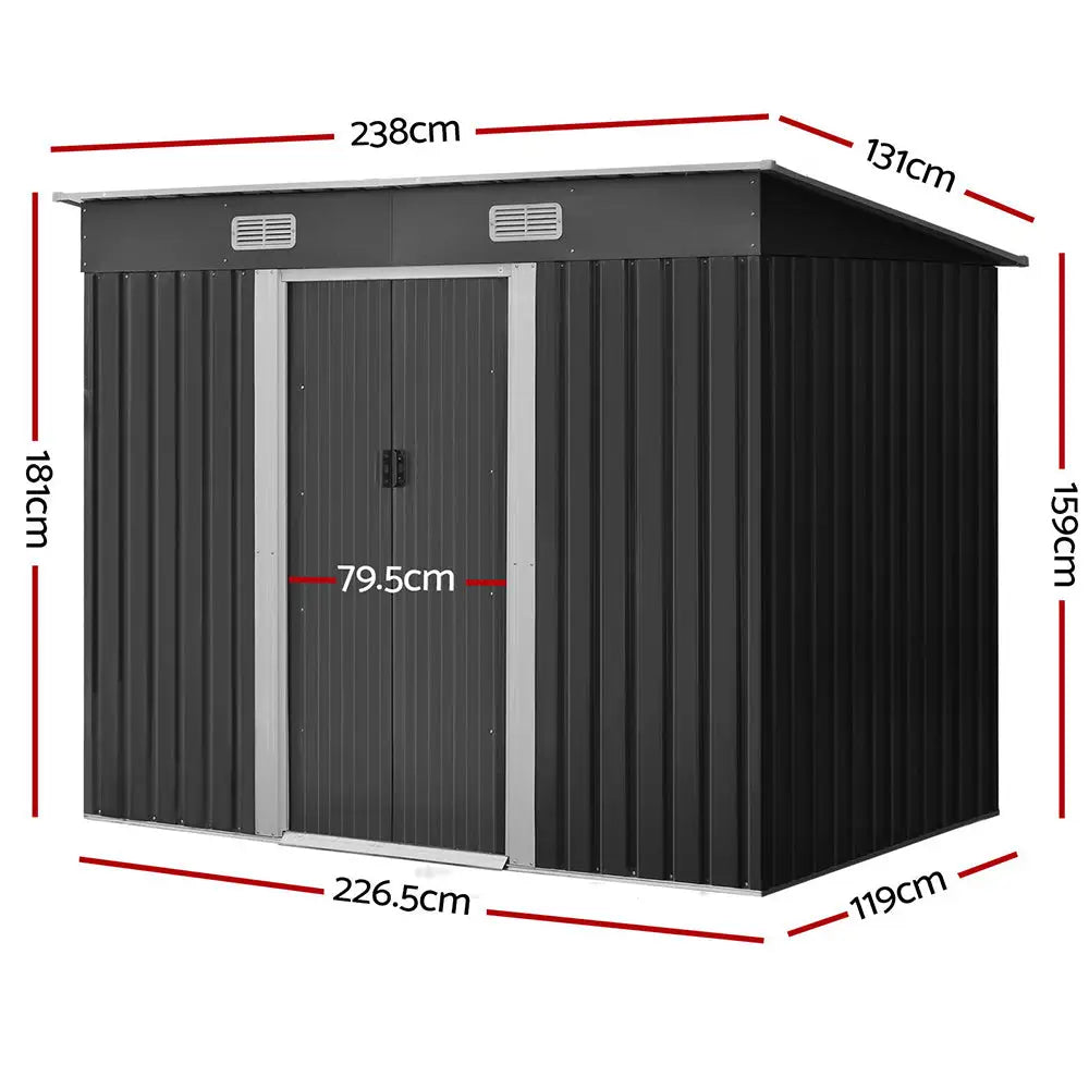 Giantz Garden Shed 2.38x1.31M Sheds Outdoor Storage Tool Metal Workshop Shelter Sliding Door - Home & Garden > Garden
