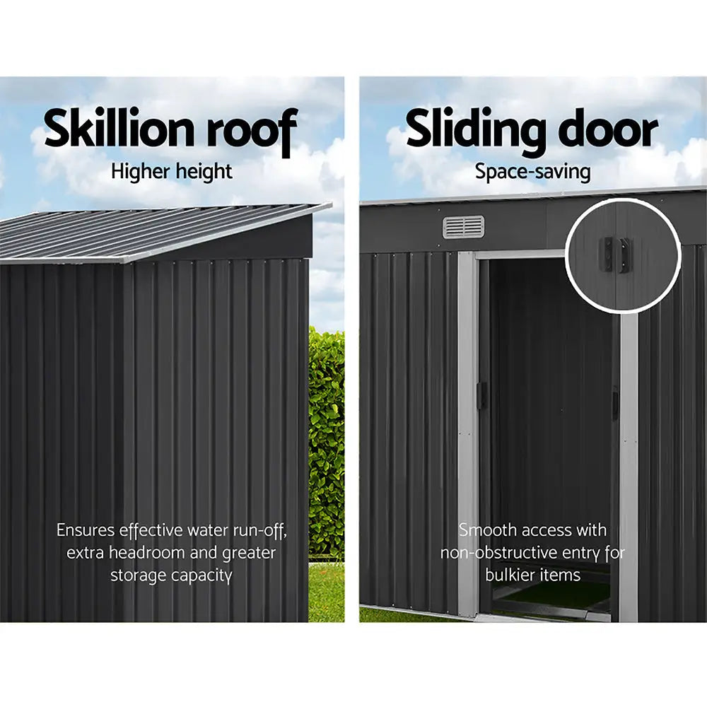Giantz Garden Shed 2.38x1.31M w/Metal Base Sheds Outdoor Storage Tool Workshop Sliding Door - Home & Garden > Storage