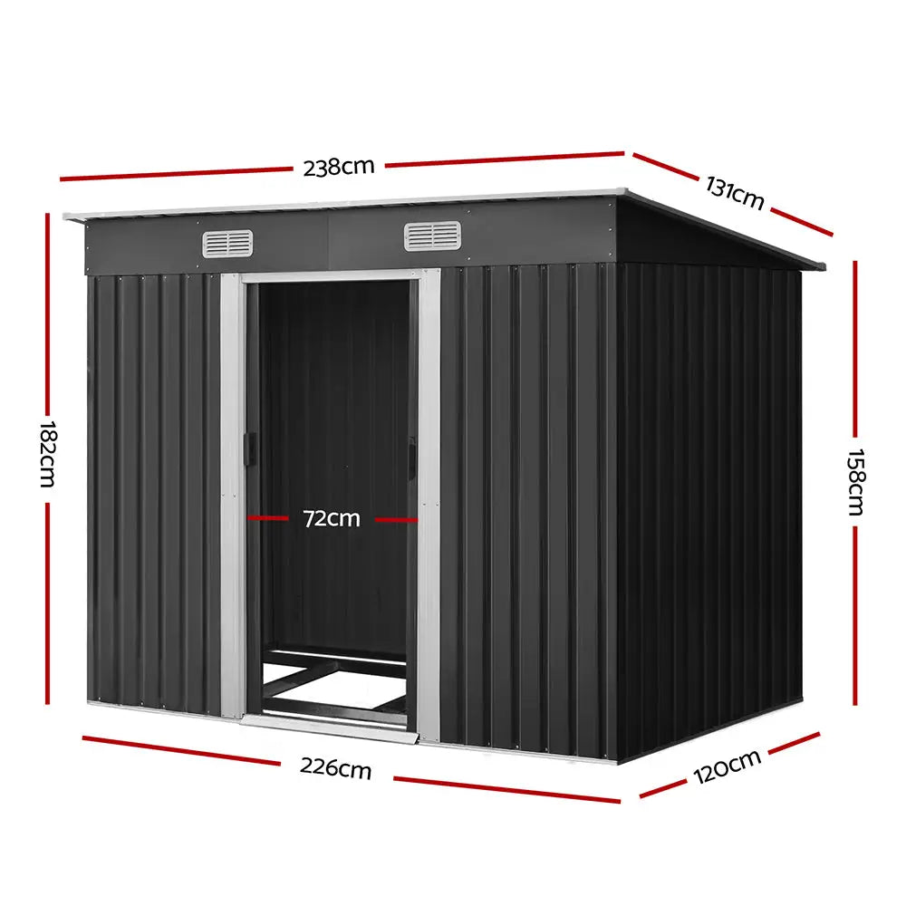 Giantz Garden Shed 2.38x1.31M w/Metal Base Sheds Outdoor Storage Tool Workshop Sliding Door - Home & Garden > Storage