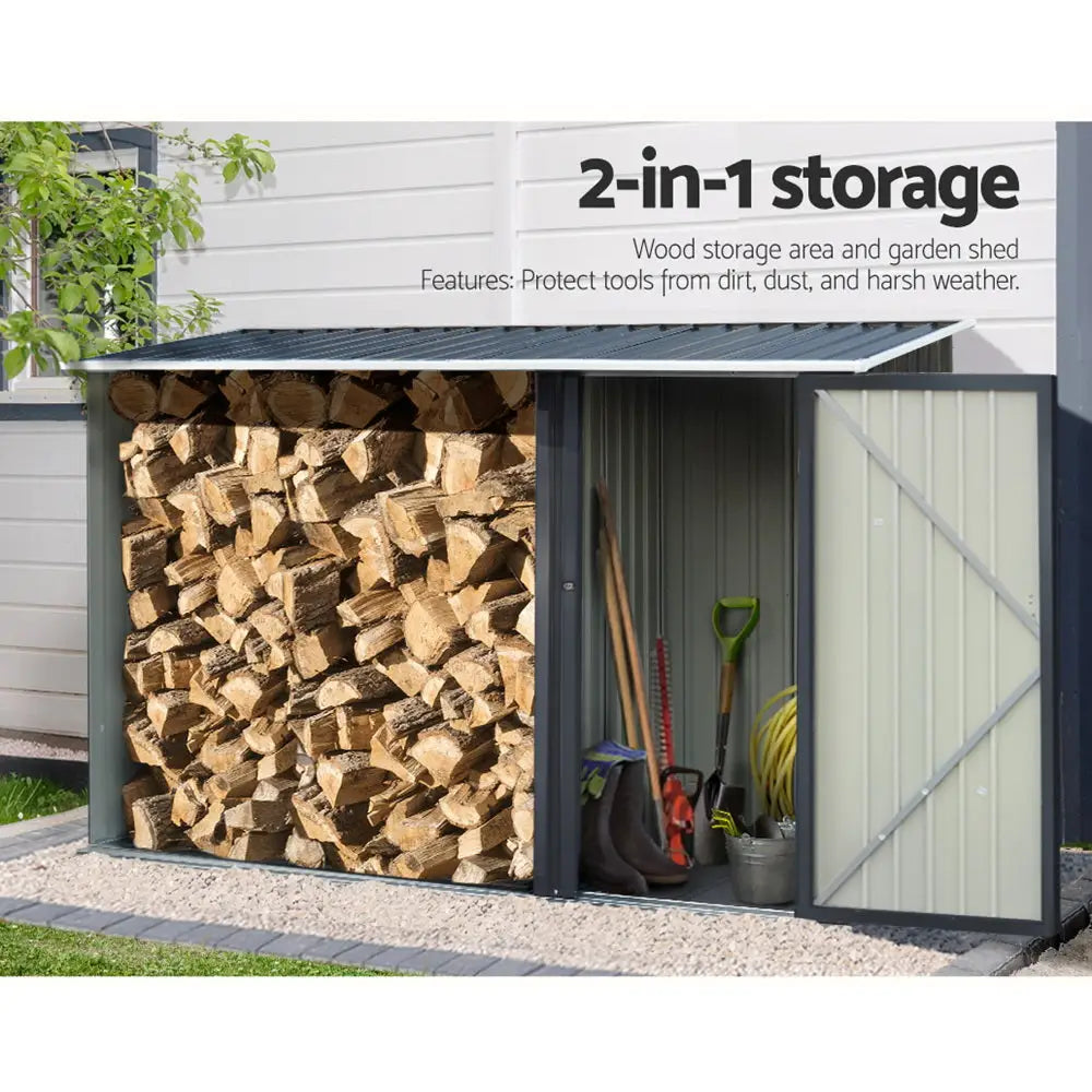 Giantz Garden Shed 2.49x1.04M Sheds Outdoor Tool Storage Workshop House Steel 2 in 1 - Home & Garden > Storage