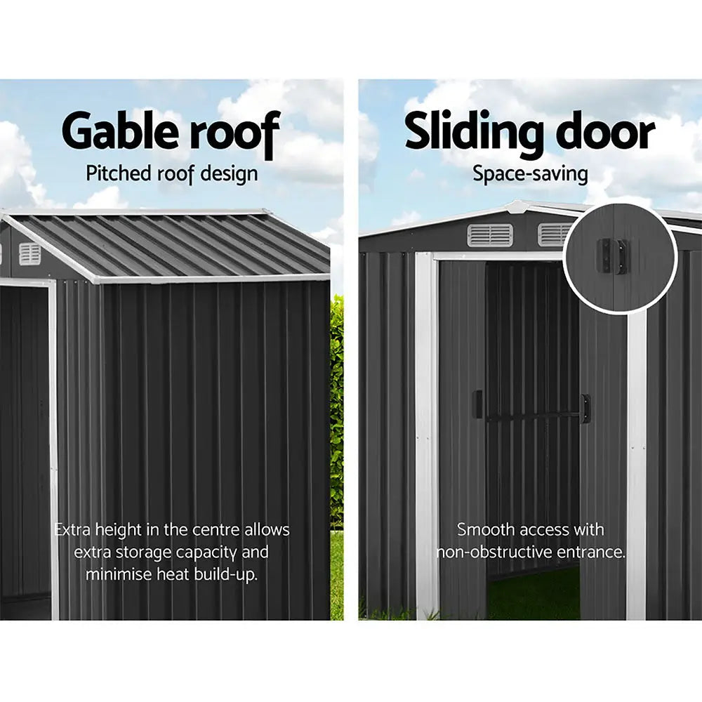 Giantz Garden Shed 2.58x3.14M w/Metal Base Sheds Outdoor Storage Workshop Shelter Sliding Door - Home & Garden > Storage