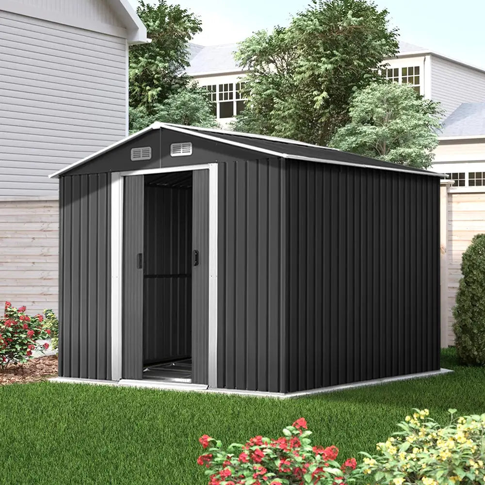 Giantz Garden Shed 2.58x3.14M w/Metal Base Sheds Outdoor Storage Workshop Shelter Sliding Door - Home & Garden > Storage