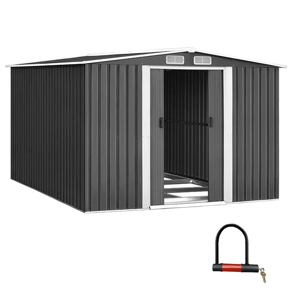 Giantz Garden Shed 2.58x3.14M w/Metal Base Sheds Outdoor Storage Workshop Shelter Sliding Door - Home & Garden > Storage