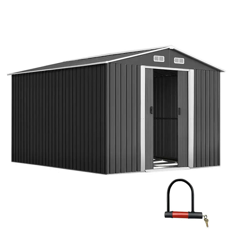 Giantz Garden Shed 2.6x3.9M w/Metal Base Sheds Outdoor Storage Workshop Tool Shelter Sliding Door - Home & Garden >