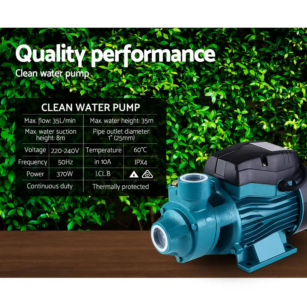 Giantz Peripheral Water Pump Garden Boiler Car Wash Auto Irrigation House QB60 - Home & Garden > Pool & Accessories