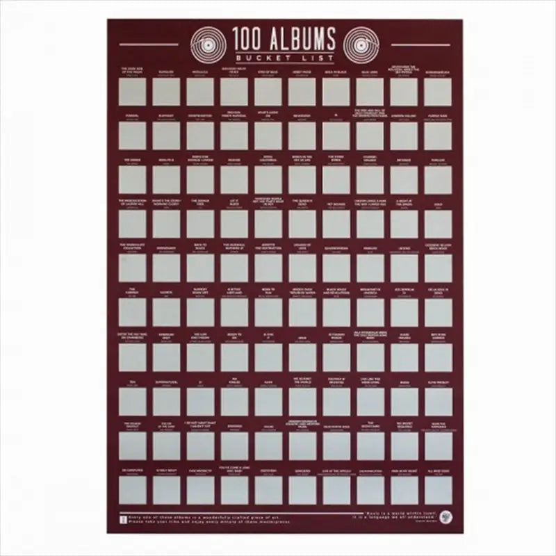 Gift Republic Bucket List Scratch Poster 100 Albums - Home & Garden > Wall Art