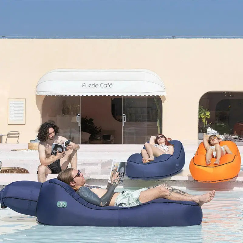 Giga Lounger Lazy Camping Air Bag Sofa Bed for Beach Sleeping Navy blue - Home & Garden > Kitchenware