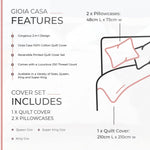 Gioia Casa 100% Cotton Annie Reversible Printed Quilt Cover Set - Super King Size - Home & Garden > Bedding > Quilts &