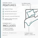 Gioia Casa 100% Cotton Hugo Reversible Printed Quilt Cover Set - Super King Size - Home & Garden > Bedding > Quilts &