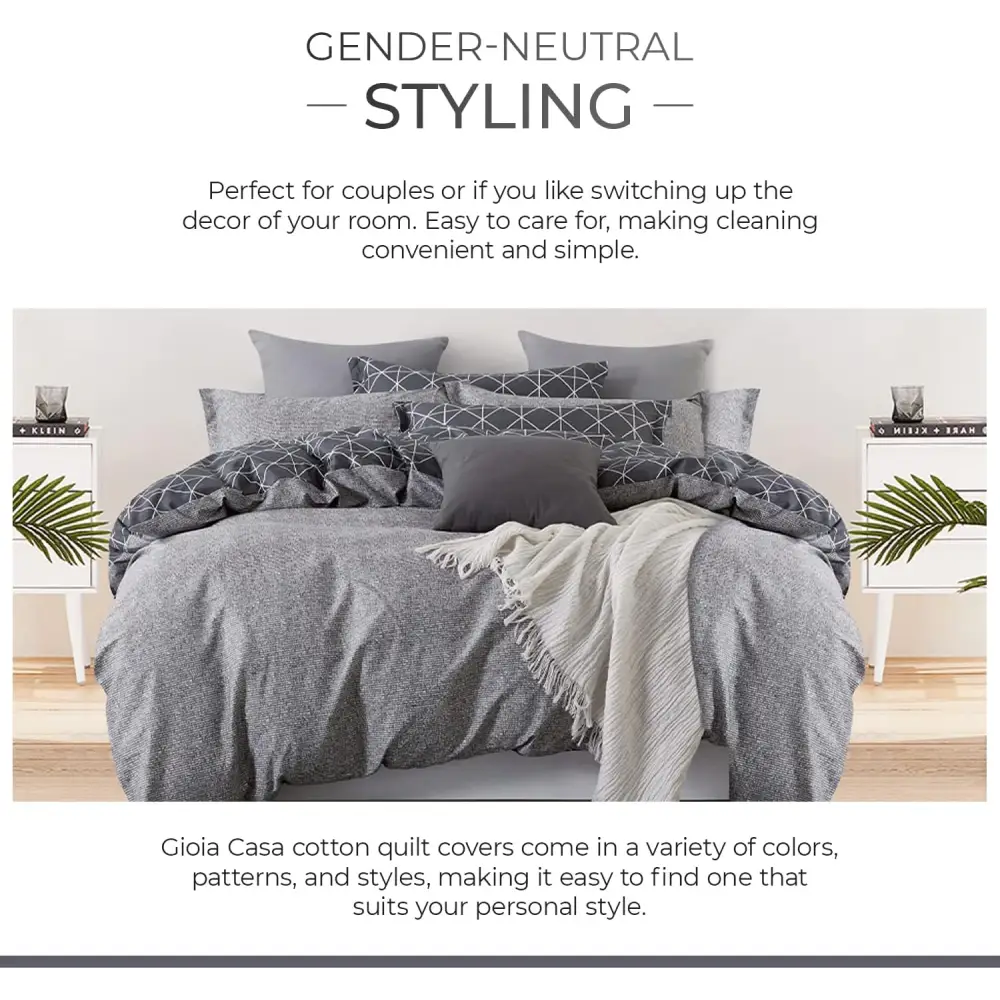Gioia Casa 100% Cotton Manhattan Reversible Printed Quilt Cover Set - Super King Size - Home & Garden > Bedding >