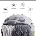 Gioia Casa 100% Cotton Manhattan Reversible Printed Quilt Cover Set - Super King Size - Home & Garden > Bedding >