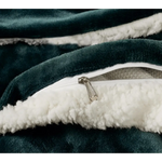 Gioia Casa 2 in 1 Teddy Sherpa Quilt Cover Set and Blanket (Emerald Green Super King) - Home & Garden > Bedding >