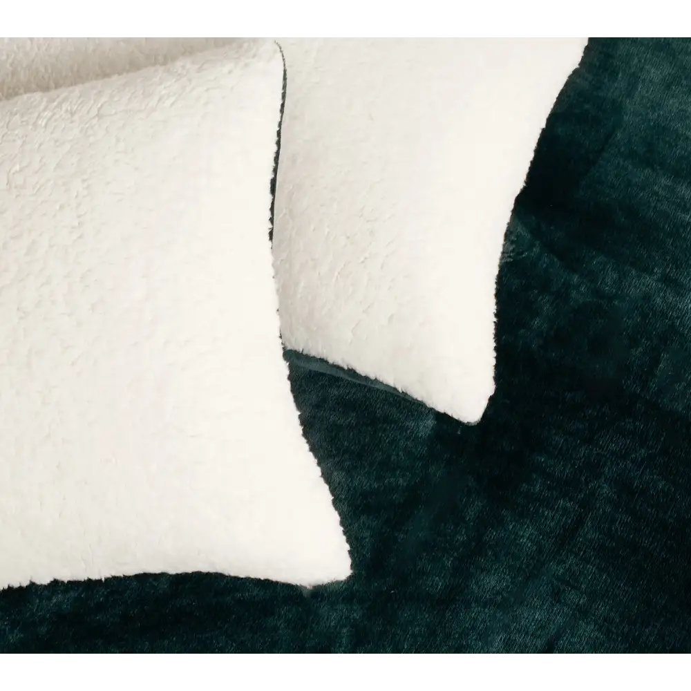 Gioia Casa 2 in 1 Teddy Sherpa Quilt Cover Set and Blanket (Emerald Green Super King) - Home & Garden > Bedding >