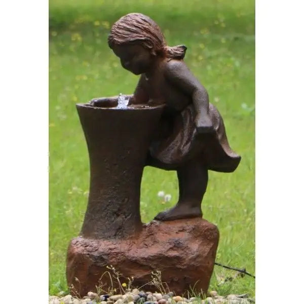 Girl at Water Fountain - Home & Garden > Fountains