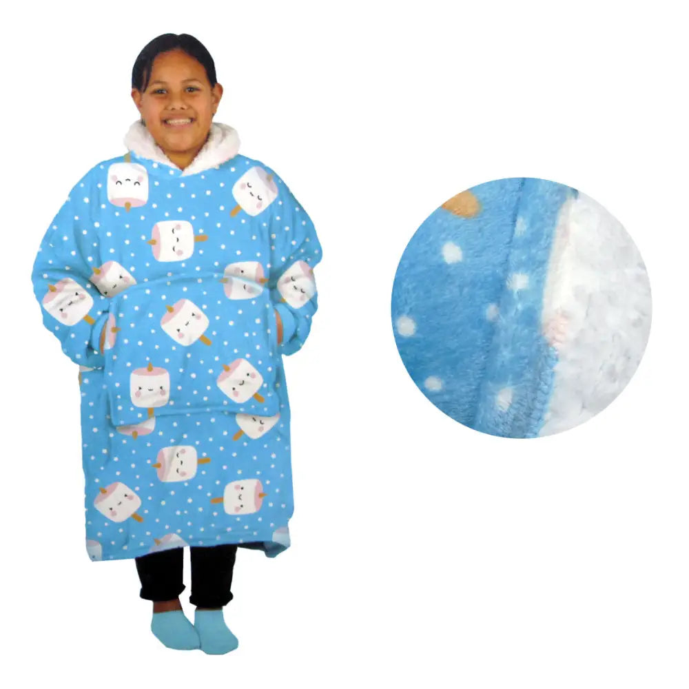 Girls Comfy Warm Blanket Hoodie with Sherpa Fleece Reverse Marshmallow - Home & Garden > Bedding