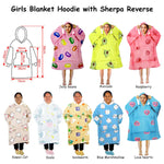 Girls Comfy Warm Blanket Hoodie with Sherpa Fleece Reverse Jelly Beans - Home & Garden > Bedding