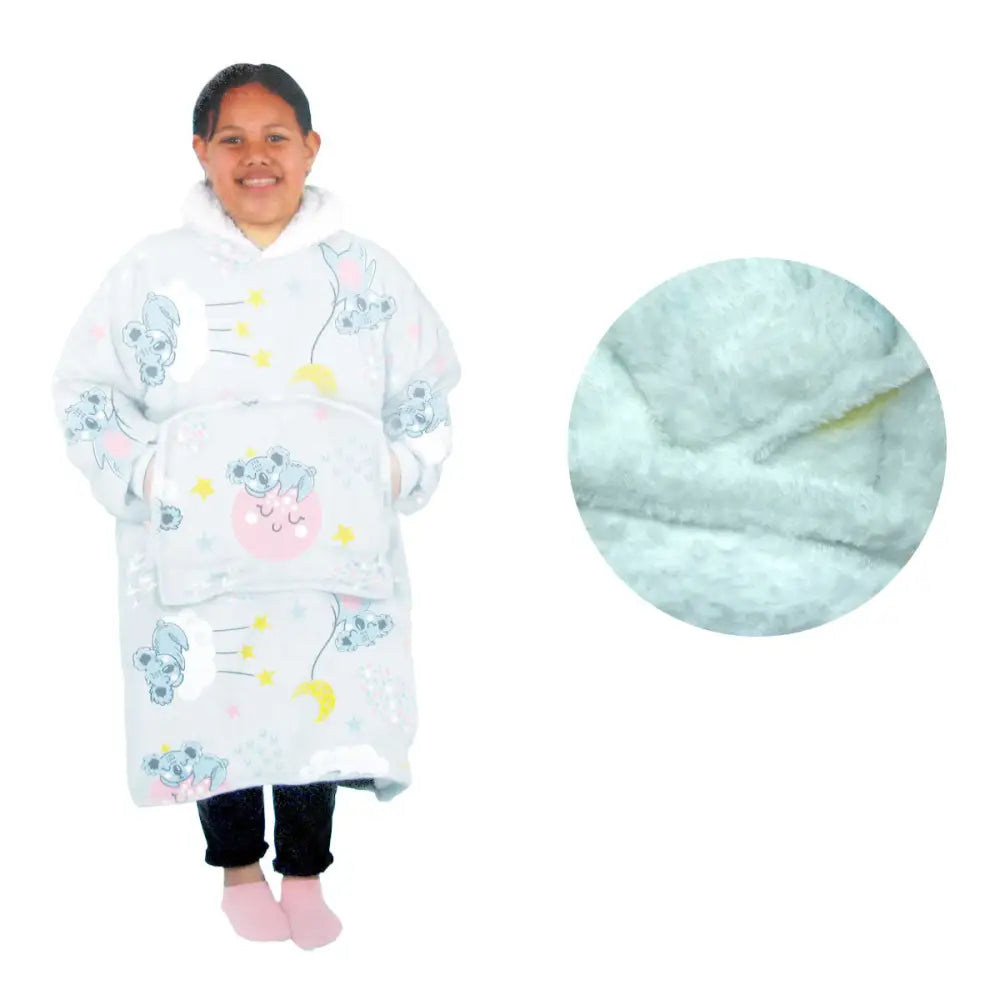 Girls Comfy Warm Blanket Hoodie with Sherpa Fleece Reverse Koala - Home & Garden > Bedding