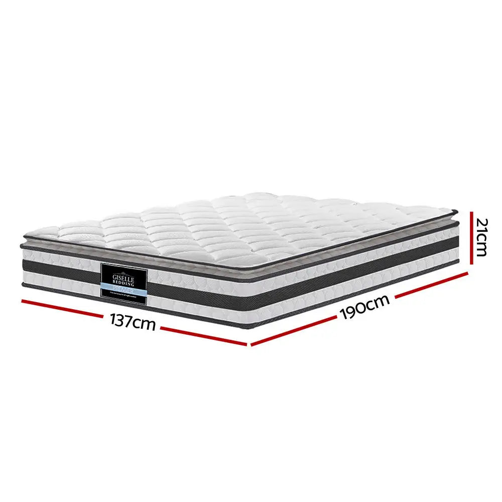 Giselle Bedding 21cm Mattress Pillow Top Double - Furniture > Mattresses