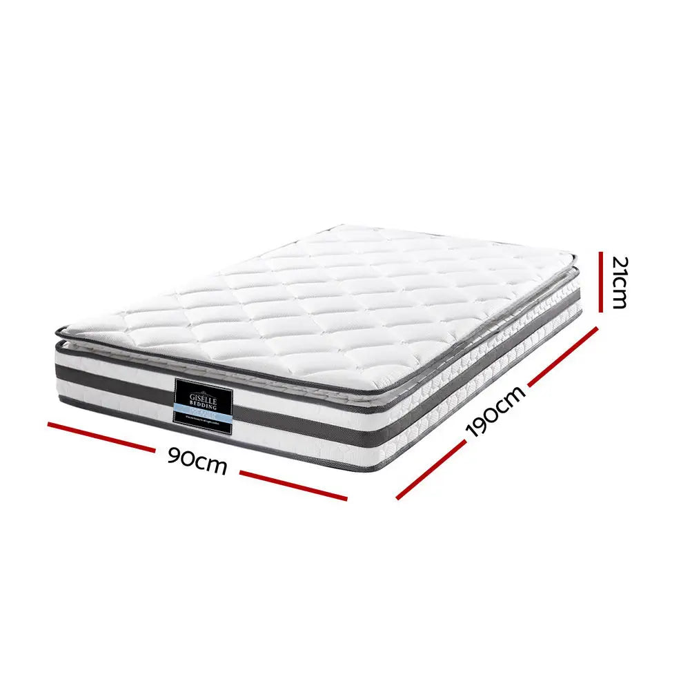 Giselle Bedding 21cm Mattress Pillow Top Single - Furniture > Mattresses