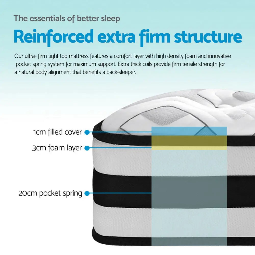 Giselle Bedding 24cm Mattress Super Firm Single - Furniture > Mattresses