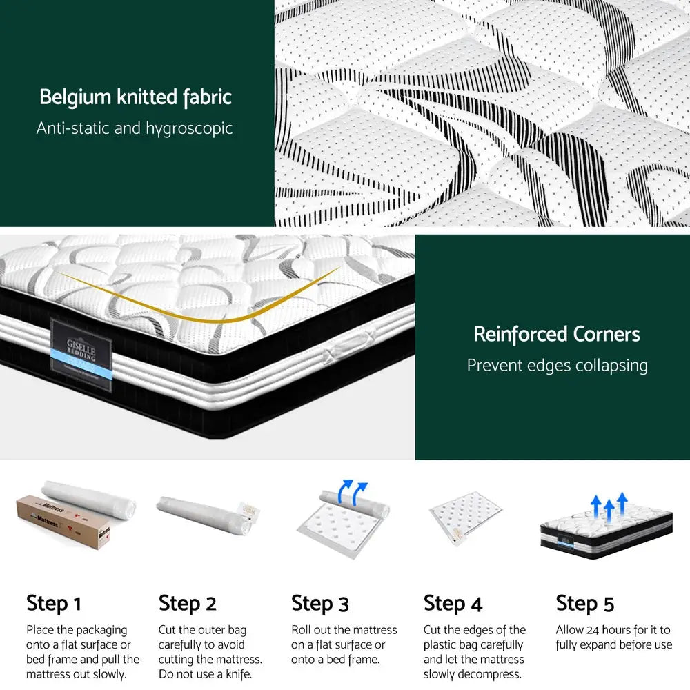 Giselle Bedding 30cm Mattress Medium Firm King Single - Furniture > Mattresses > King Single Mattress
