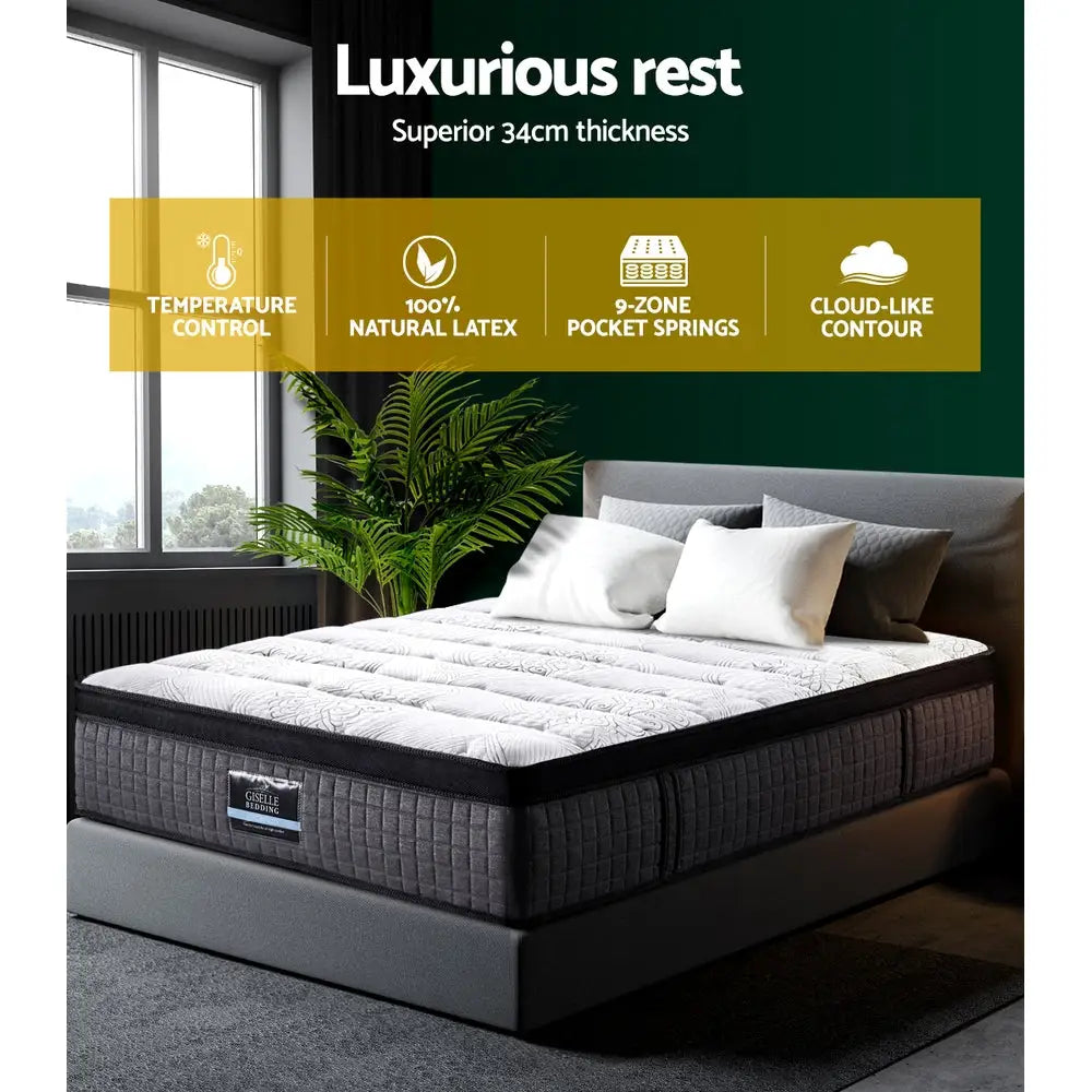 Giselle Bedding 34cm Mattress 9 Zone Latex Foam Single - Furniture > Mattresses