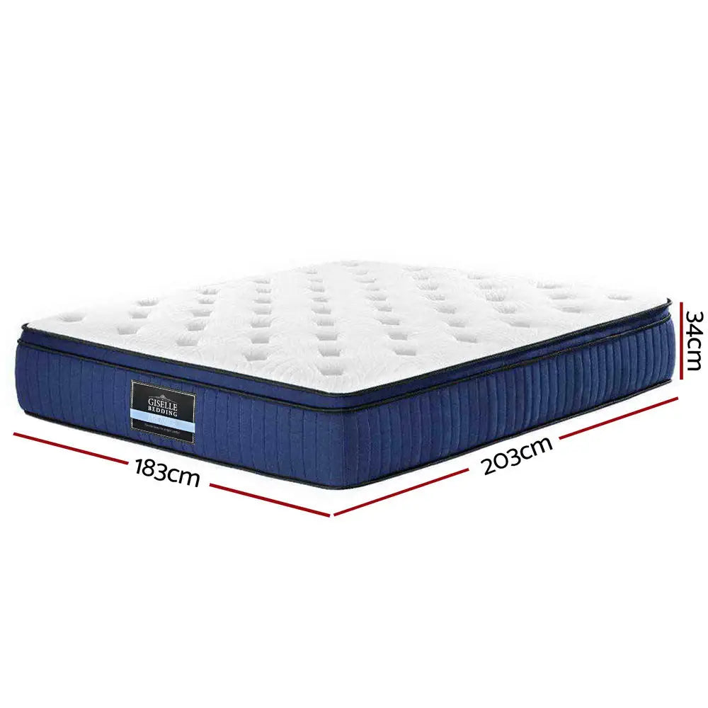 Giselle Bedding 34cm Mattress Cool Gel Memory Foam 7 Zone King - Furniture > Mattresses