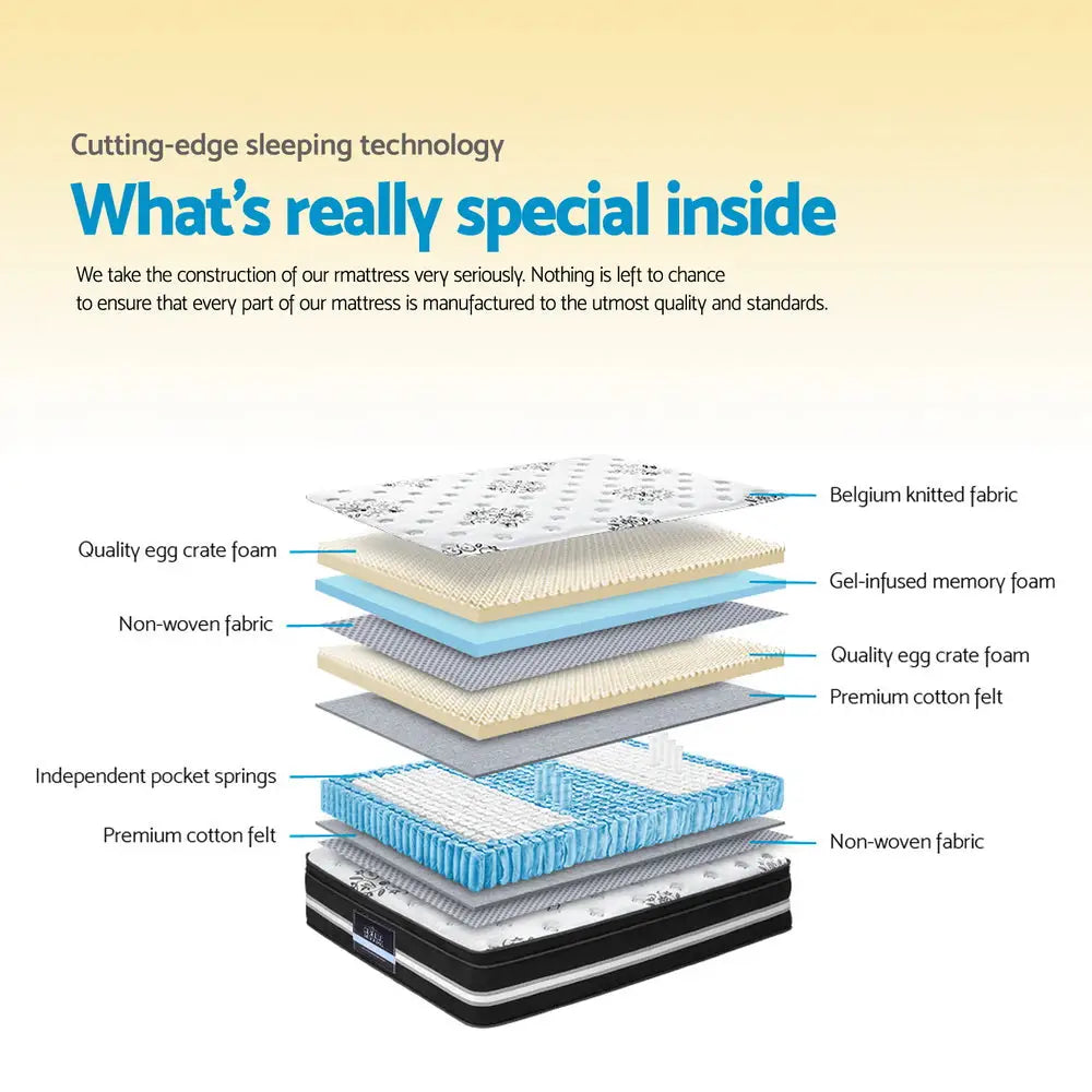 Giselle Bedding 34cm Mattress Cool Gel Memory Foam King Single - Furniture > Mattresses