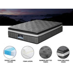 Giselle Bedding 34cm Mattress Double Layer Pocket Spring Queen - Furniture > Mattresses