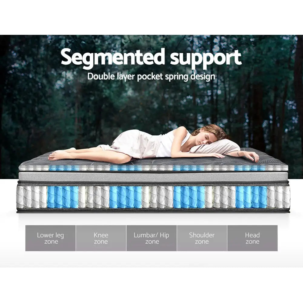 Giselle Bedding 34cm Mattress Double Layer Pocket Spring Queen - Furniture > Mattresses