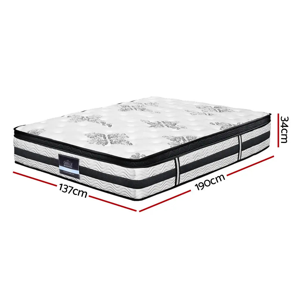 Giselle Bedding 34cm Mattress Euro Top Pocket Spring Double - Furniture > Mattresses