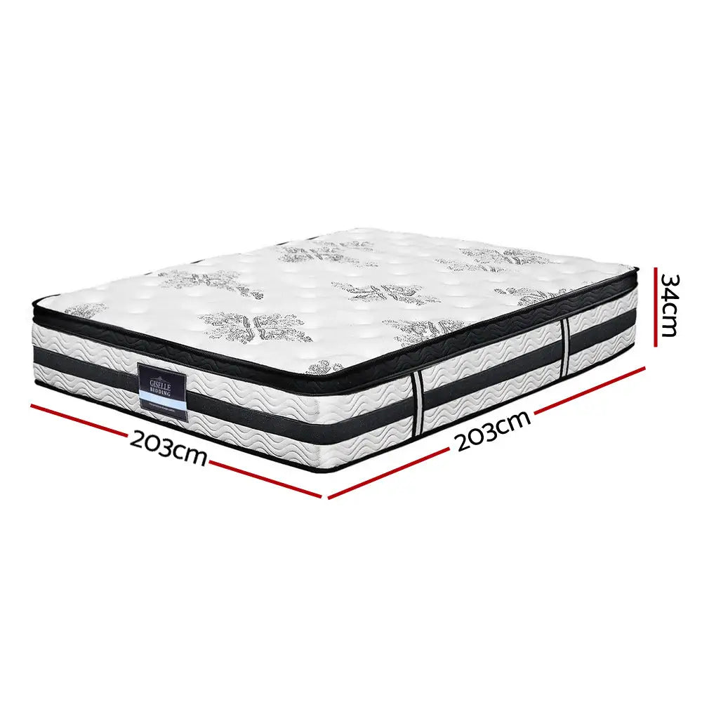 Giselle Bedding 34cm Mattress Euro Top Pocket Spring Super King - Furniture > Mattresses