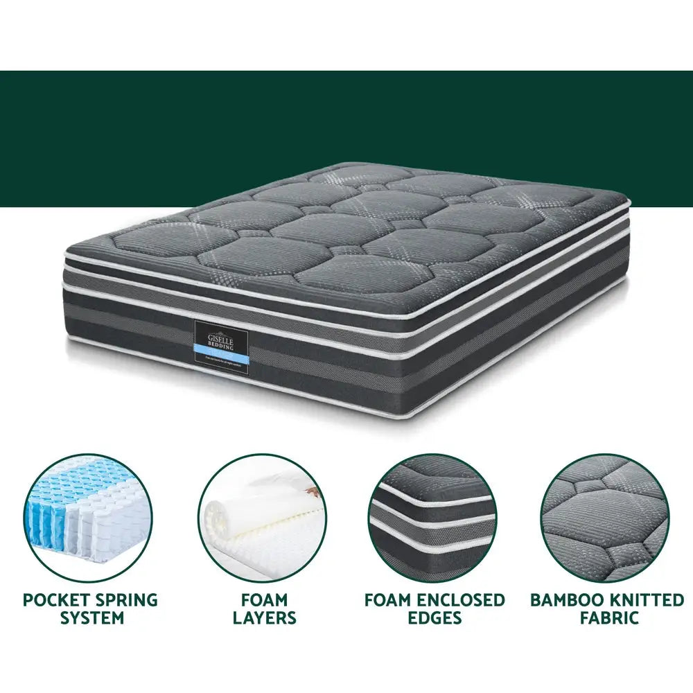 Giselle Bedding 35cm Mattress Bamboo Cover Double - Furniture > Mattresses > Double Mattress