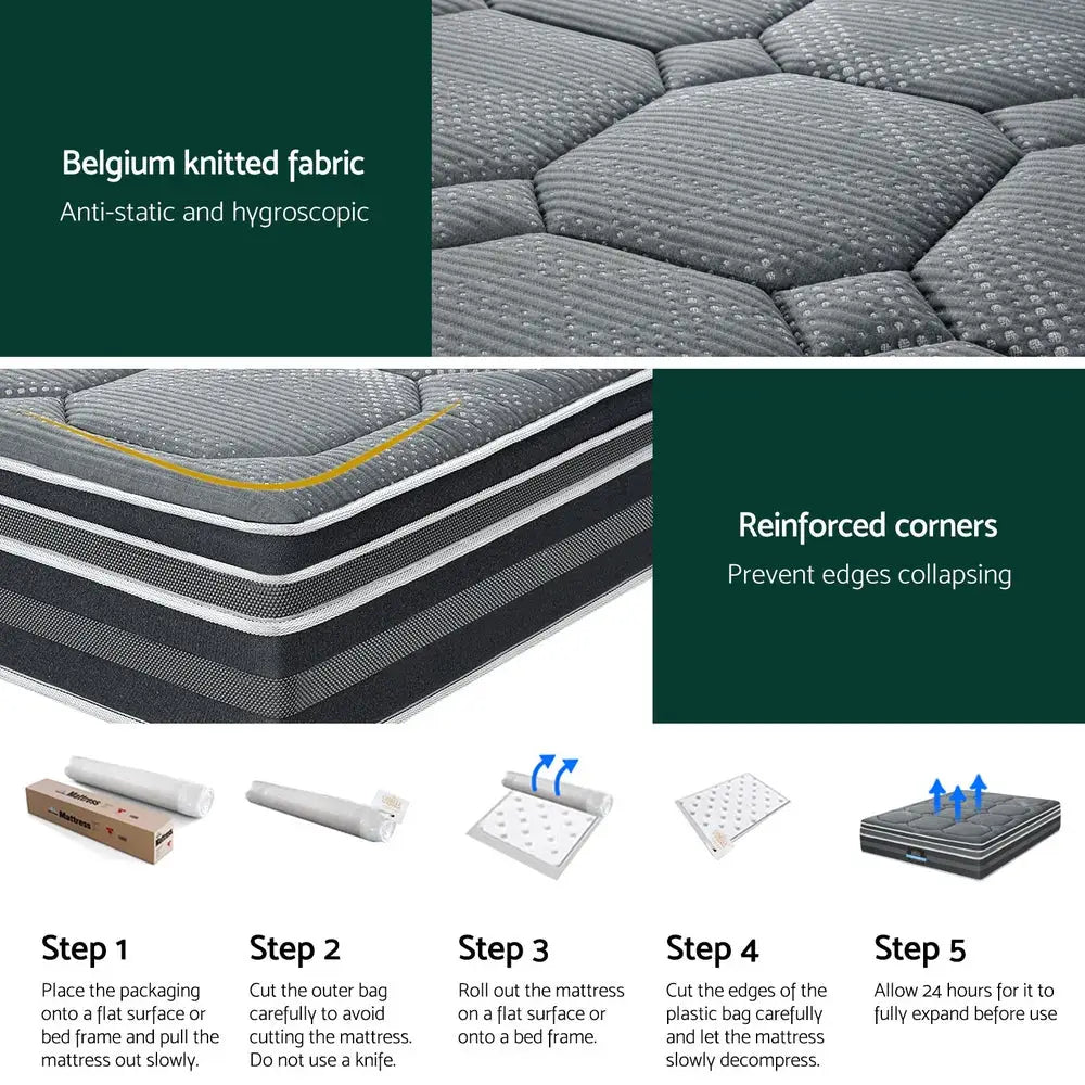 Giselle Bedding 35cm Mattress Bamboo Cover Double - Furniture > Mattresses > Double Mattress