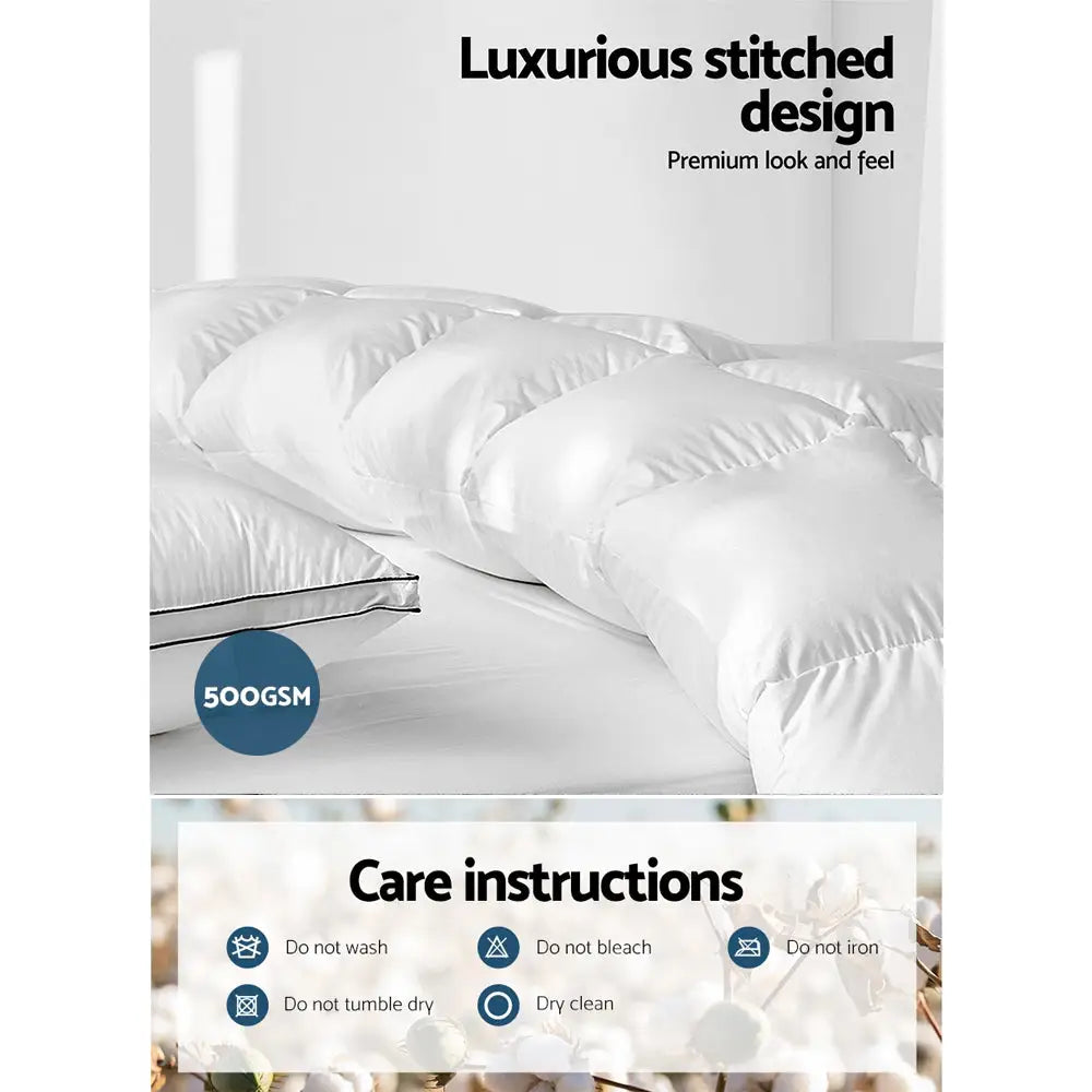 Giselle Bedding 500GSM Duck Down Feather Quilt Super King - Home & Garden > Bedding