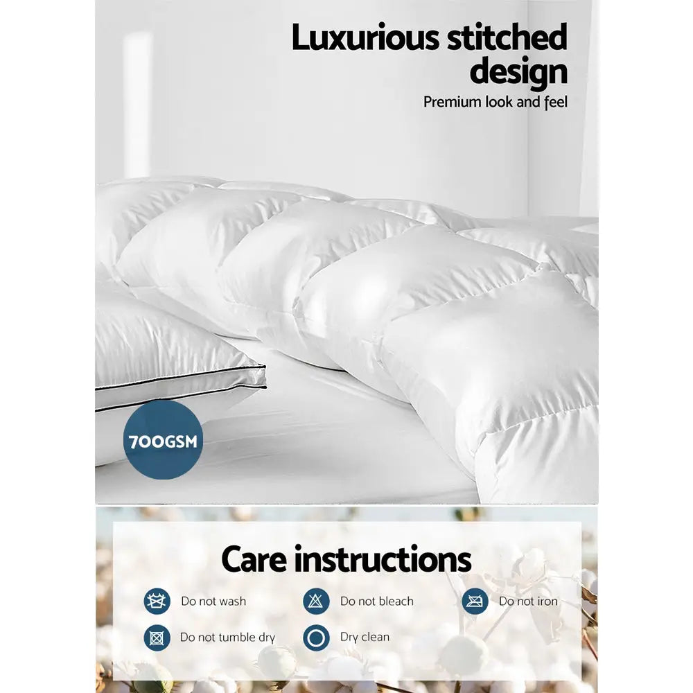Giselle Bedding 700GSM Duck Down Feather Quilt Super King - Home & Garden > Bedding