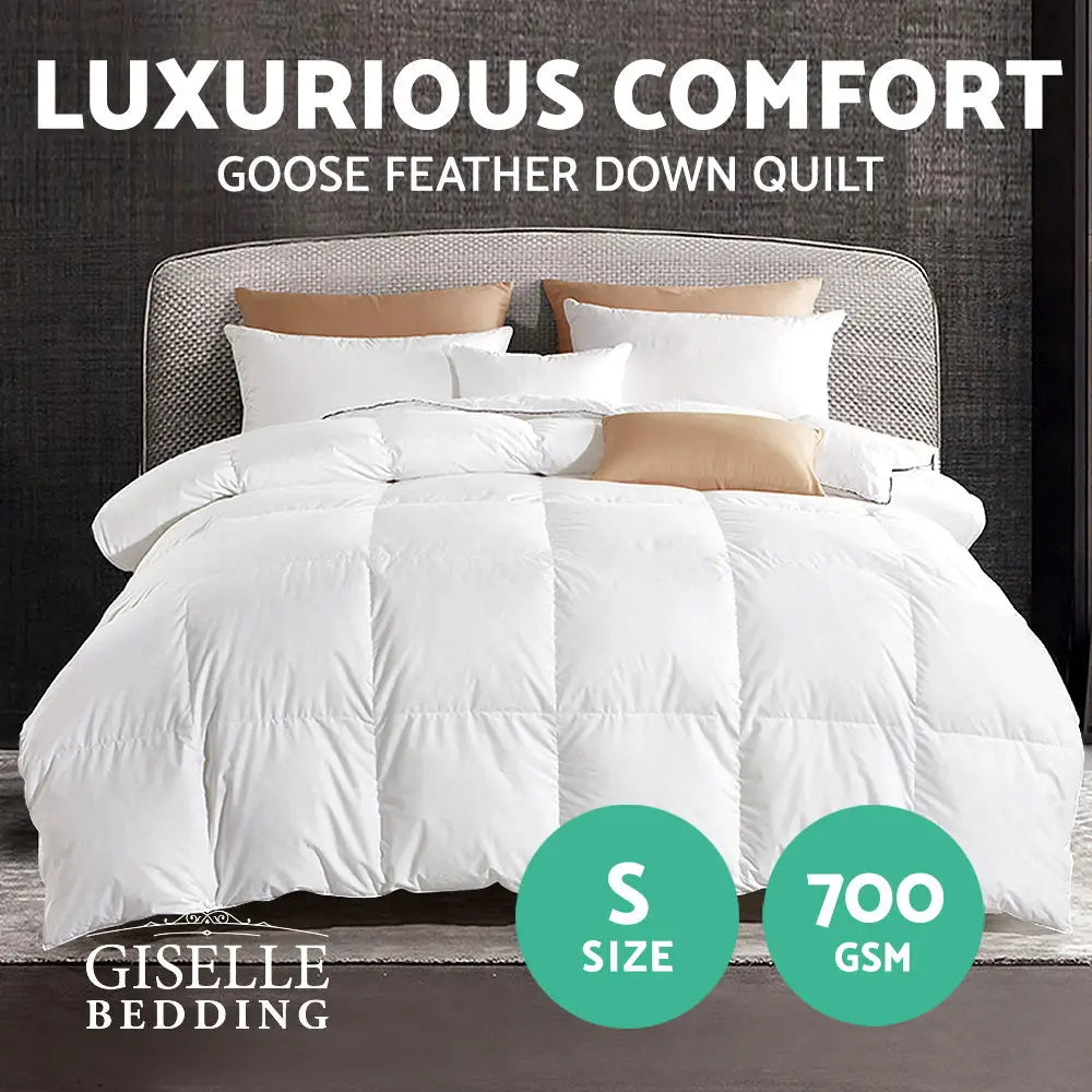 Giselle Bedding 700GSM Goose Down Feather Quilt Single - Home & Garden > Bedding