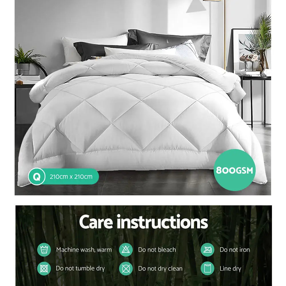 Giselle Bedding 800GSM Microfibre Bamboo Quilt Queen - Home & Garden > Bedding