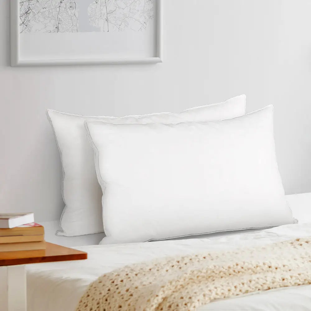 Giselle Bedding Duck Feather Down Pillow Luxury Twin Pack - Home & Garden > Bedding