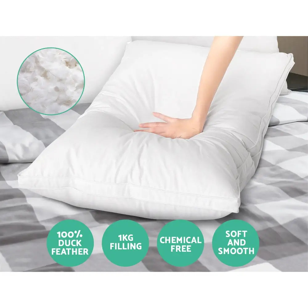 Giselle Bedding Duck Feather Down Pillow Luxury Twin Pack - Home & Garden > Bedding