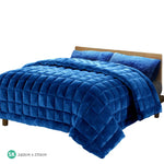Giselle Bedding Faux Mink Quilt Blue Super King - Home & Garden > Bedding
