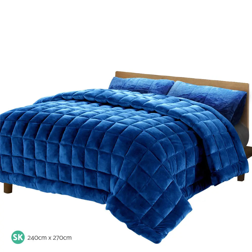 Giselle Bedding Faux Mink Quilt Blue Super King - Home & Garden > Bedding